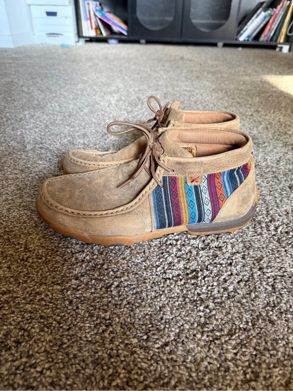 Twisted X Women's Suede Moccasin Loafers in Tan Brown